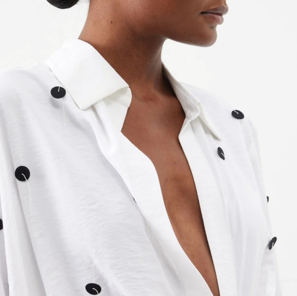 Jacquemus Bahia twist front polka dot embellished twill mini dress new - Picture 4 of 13